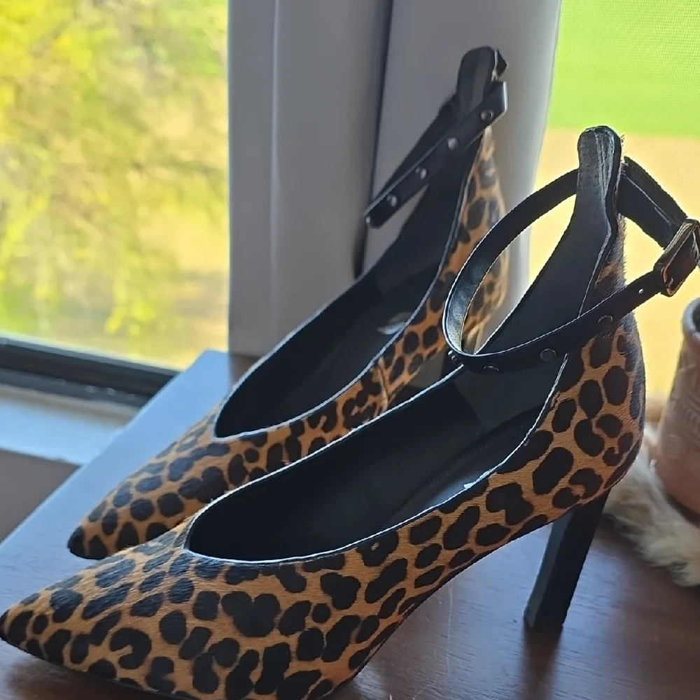 SARTO By Franco Sarto Animal Print Ankle Strap Heels